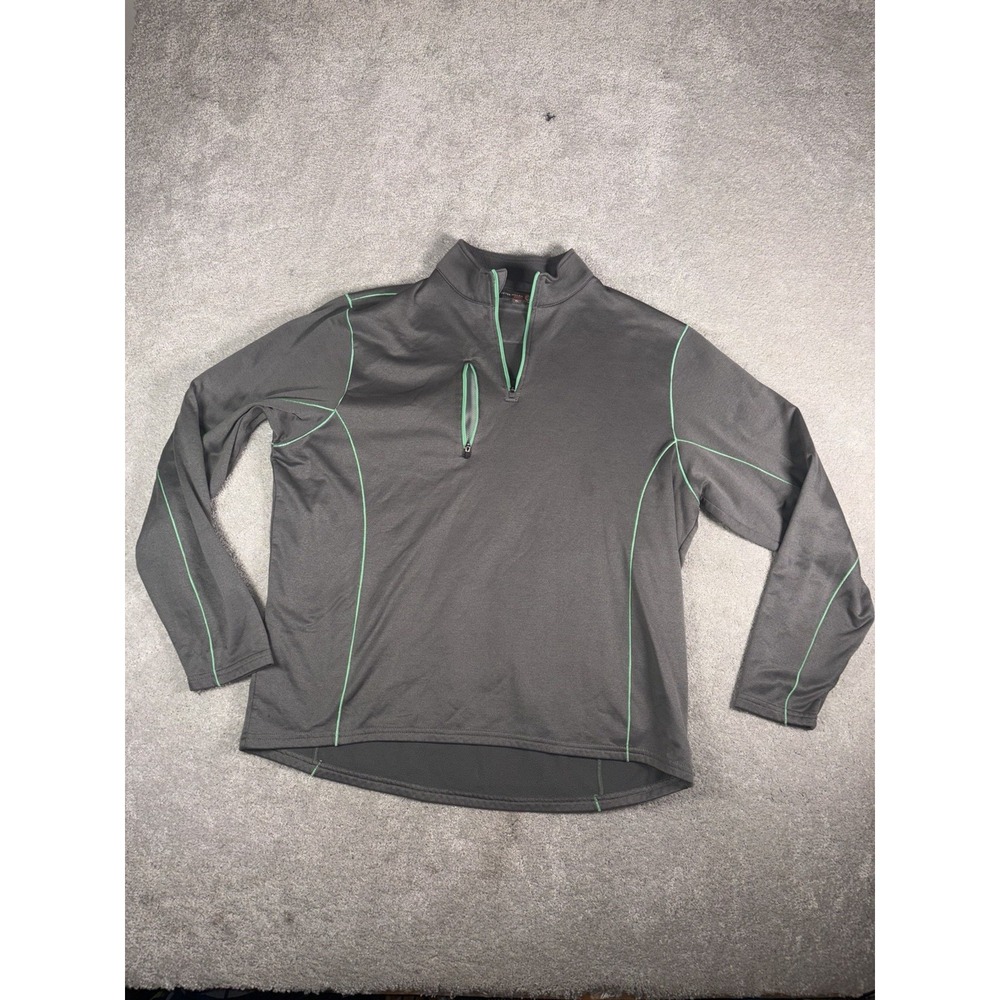 Peter Millar Warm Series 4 Mens XL Gray Green Trim 1/4 Zip Golf Pullover Jacket